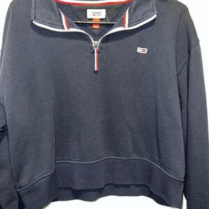 Tommy Hilfiger Navy V-Neck Sweater with Red Accents